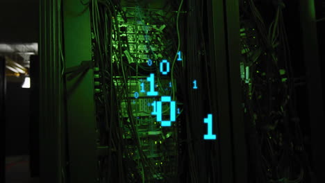 animación del procesamiento de datos en la sala de servidores