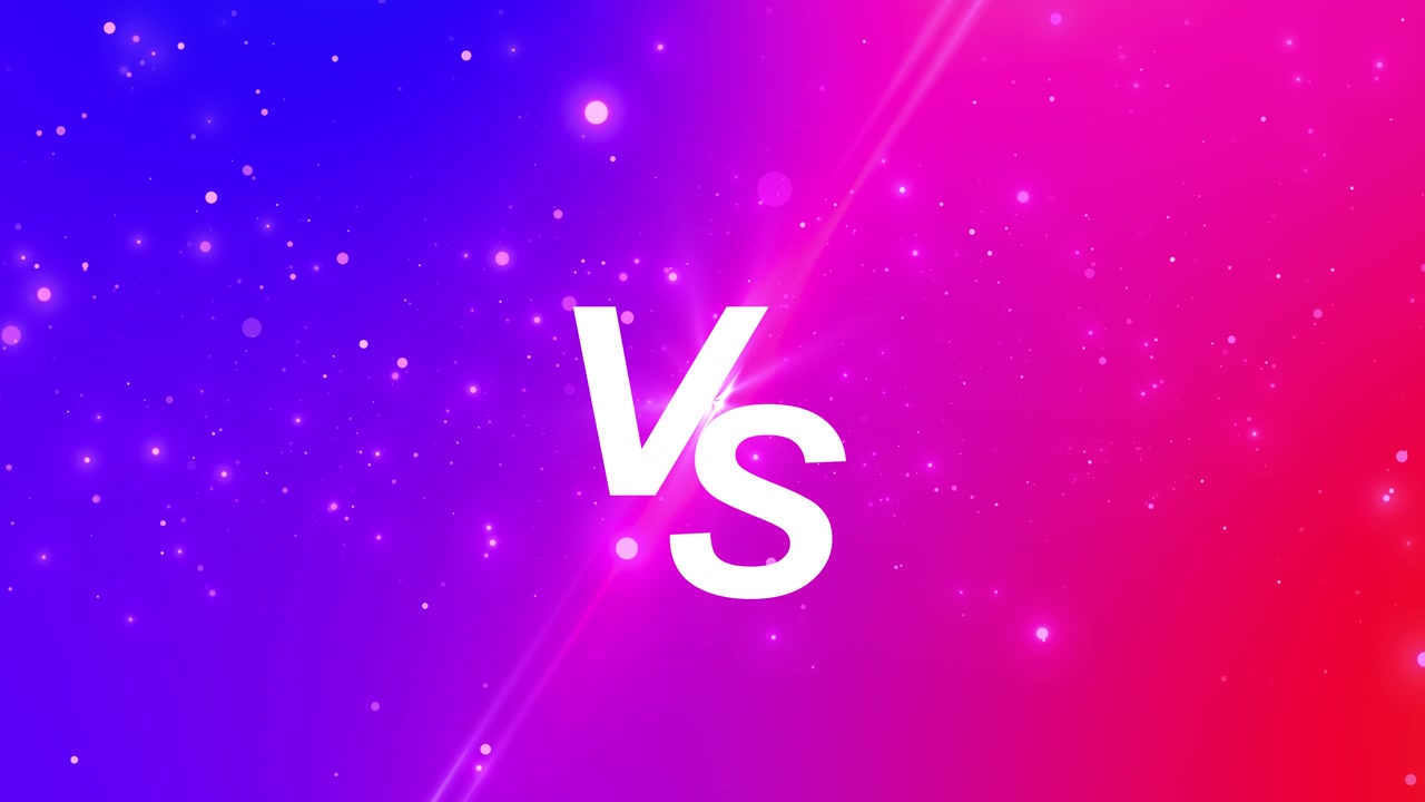 Bold white versus text pink glow floating particles energetic competition mood for sports videos