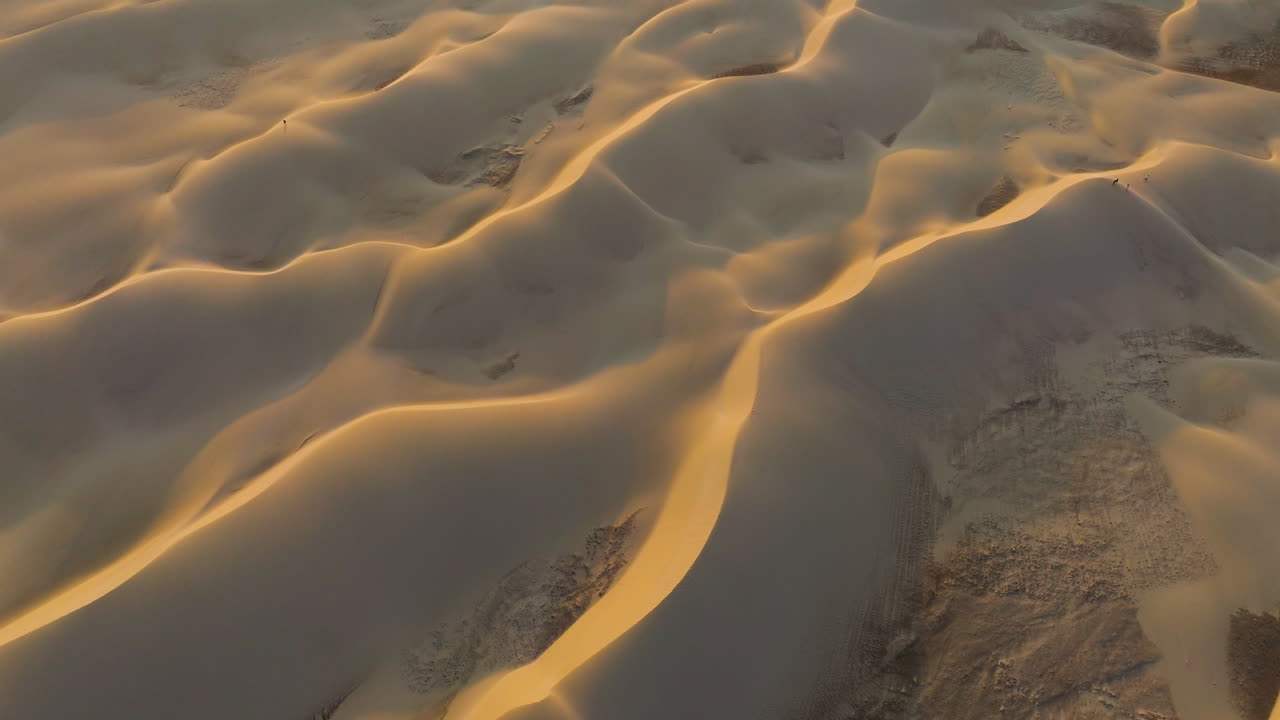 Zahek Sand Dunes During Sunset In Socotra, Da'ira, Yemen. - aerial shot