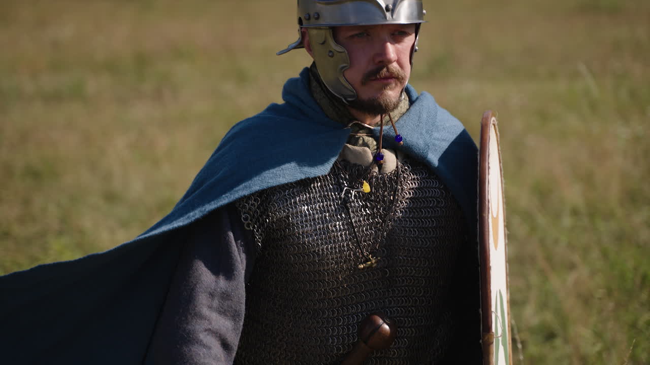 Medieval Warrior with Armor and Shield