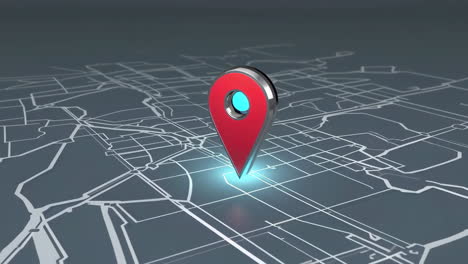 3d map pin icon on digital city map background