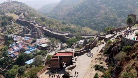 aerial view of a hill fort in india