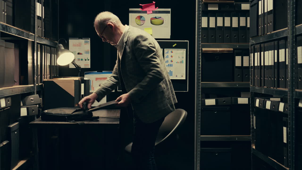 アーカイブ・フォルダを調査して 事件の類似性を調べる上級捜査官