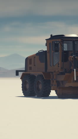 closeup of a grader in a desert