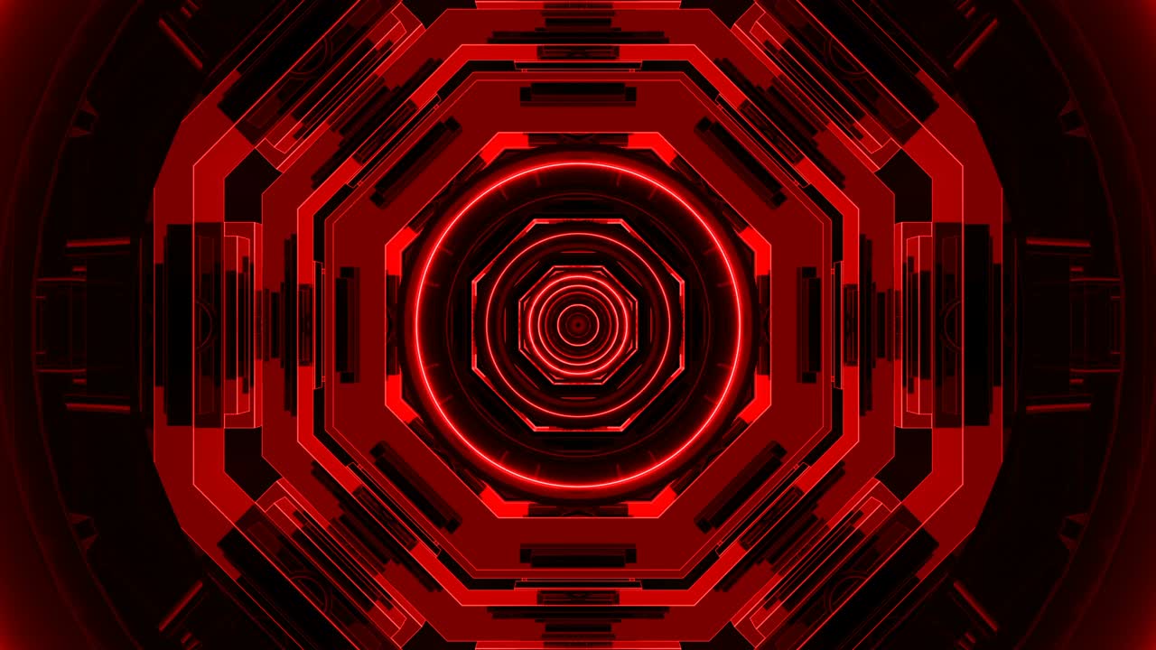 Red artistic bright abstract geometric circle background tunnel