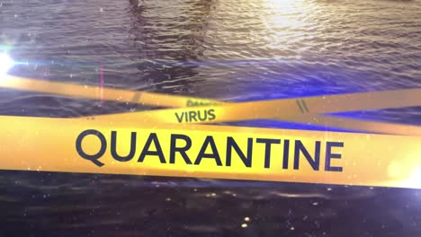 Digital-composite-video-of-yellow-police-tapes-with-words-danger-virus-quarantine-text-against-sea