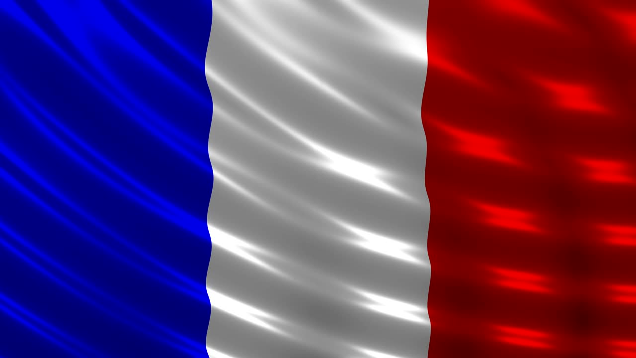 bandera francesa bandera nacional de francia agitando estandarte de transmisión tricolor video animación 4k uhd bucle