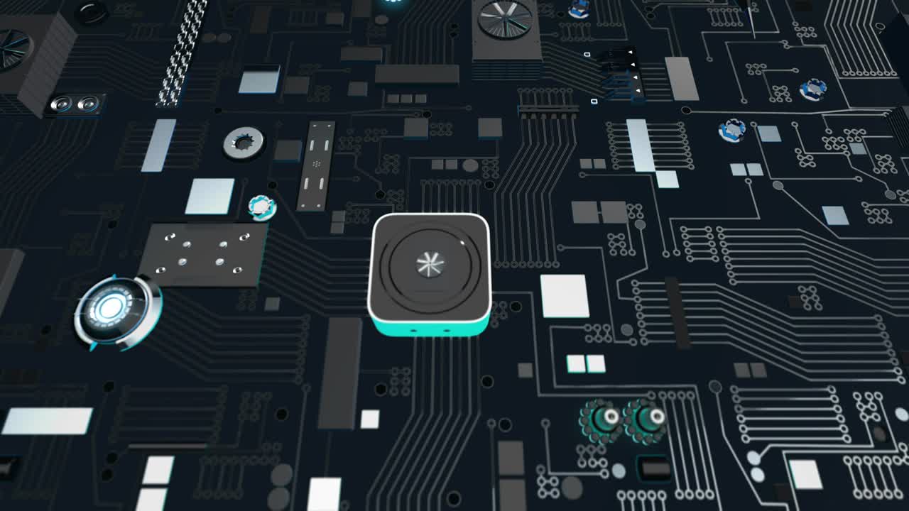 Bluish Metallic Futuristic Circuit Board with Hard drive Icon