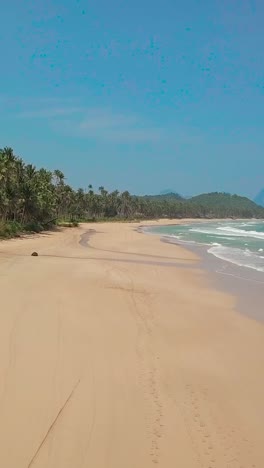 una ripresa verticale di una persona che va in bicicletta sulla spiaggia