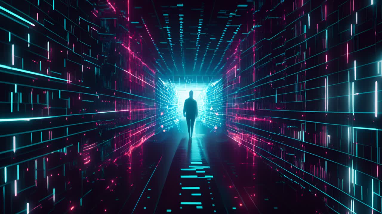 Cyberpunk Tunnel with Person