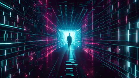 cyberpunk tunnel with person