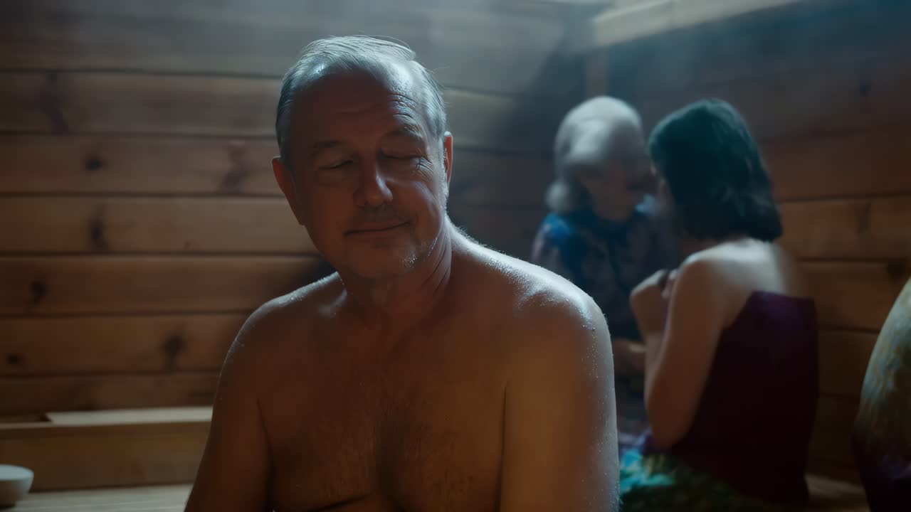 사우나에서 휴식을 취하는 남자