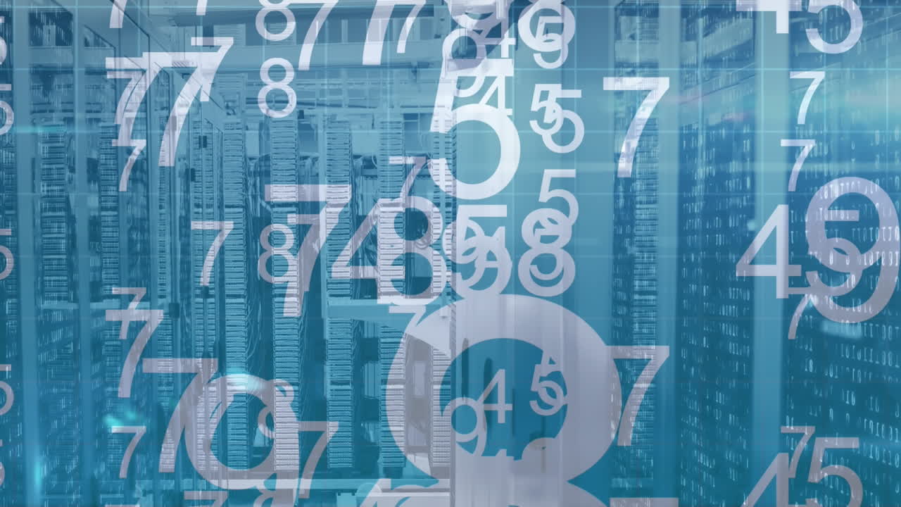 animación digital del flujo de datos en una sala de servidores de red global.