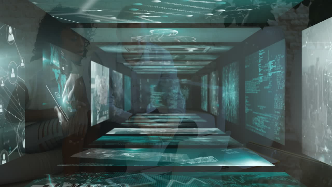 다양한 사업자들에 대한 데이터 처리의 애니메이션