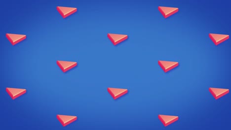 animación de filas de patrones de triángulos rojos que se mueven sobre un fondo azul