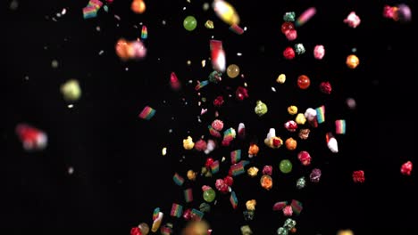 colorful candy and popcorn explosion