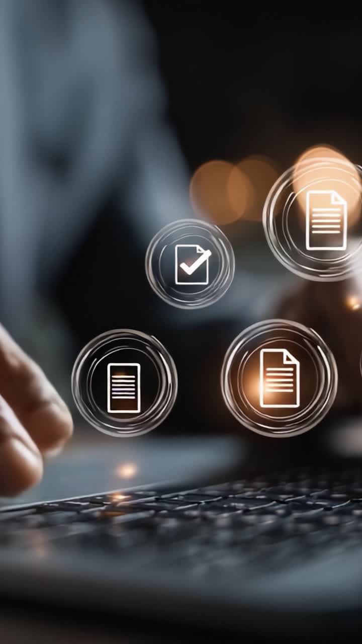 Un professionista che interagisce con documenti digitali: uno sguardo agli spazi di lavoro remoti e agli strumenti di comunicazione moderni in azione.