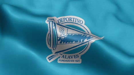 bucle animado de primer plano azul 4k de una bandera ondeante del equipo español de fútbol de la liga alavés