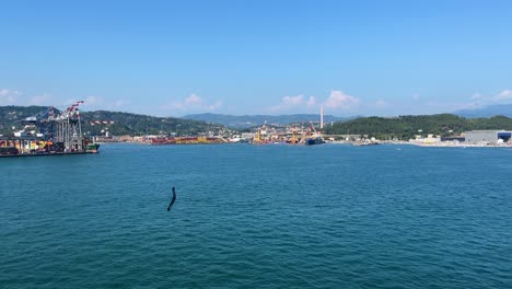 slow moving areal shot of the port of la spezia, italy