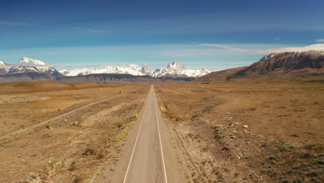 flying over the steppe toward the los glaciers national park in el chalten near santa cruz, argentina.wide view of the panorama with beautiful sunny day