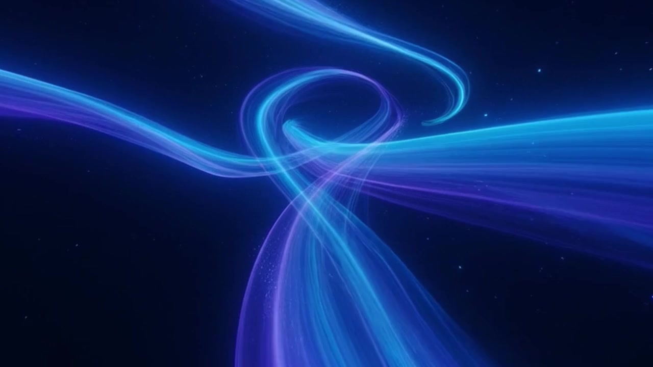 Grafica in movimento astratta con scie di luce blu fluenti