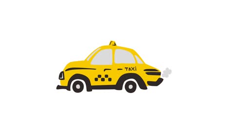 animation. 4k. yellow retro car taxi. service application for taxi call search and booking. taxi mobile app. design element isolated on white background. stock footage