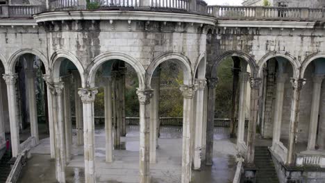 drone flight straight over medea sanatorium beautiful pilars