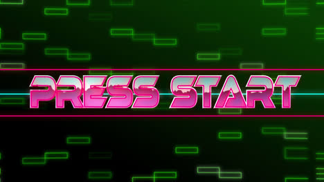 animation of press stars over dark green background with neon green rectangles