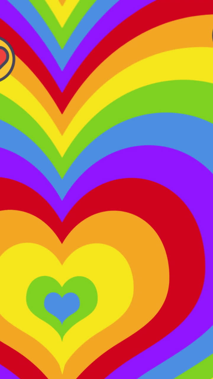 animación de corazones cayendo sobre el arco iris