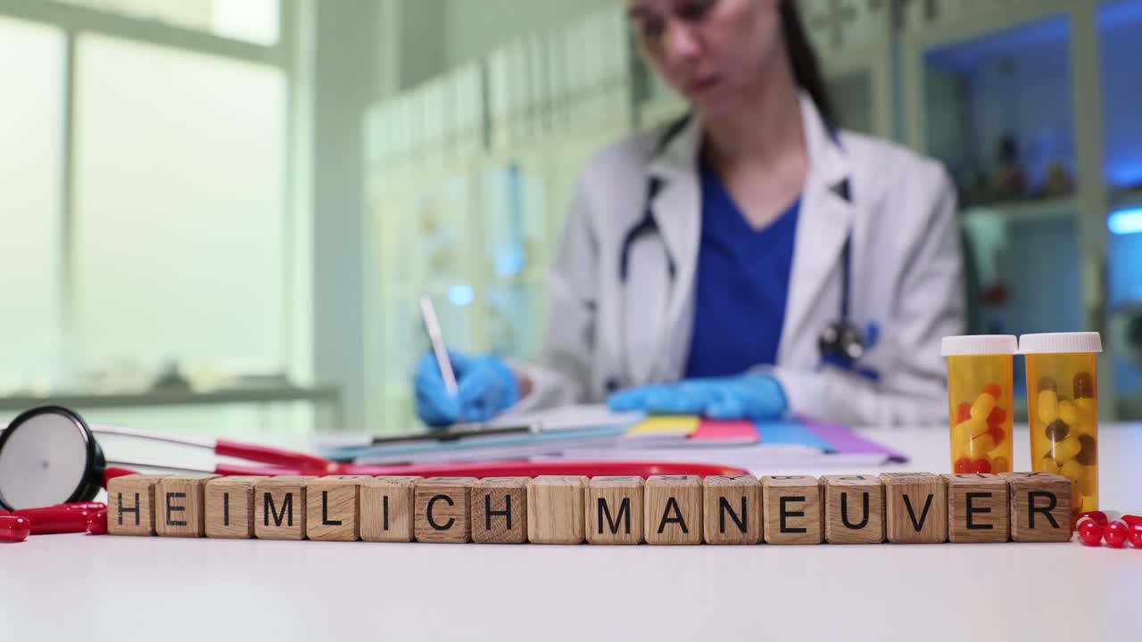 Medical Professional with Heimlich Maneuver Blocks and Supplies