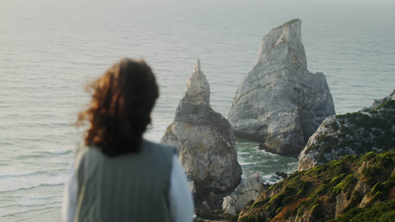 vista de la costa con pilas de mar