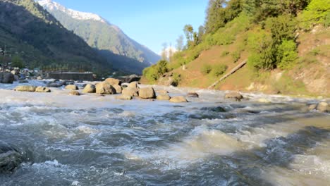 pahalgam india, empty roads, stalled business, fresh waters and beautiful village , no tourists walks in this beauty landscape.