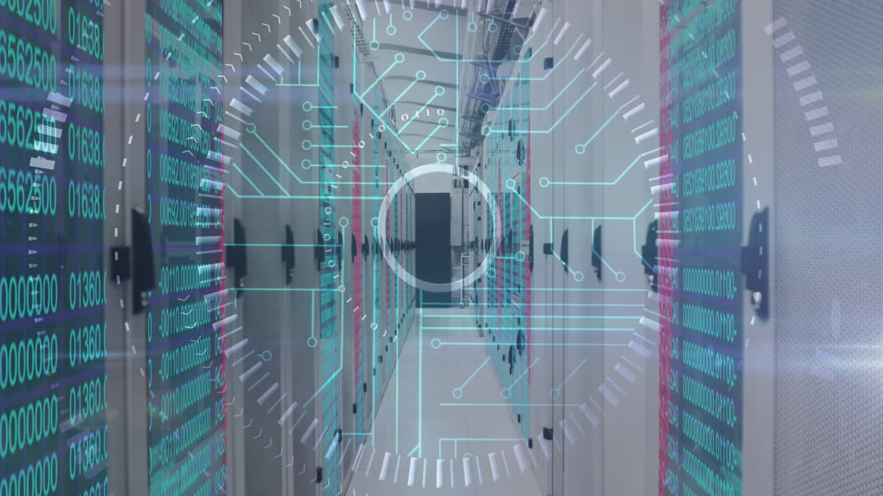 Animation of data processing and scope scanning over computer servers
