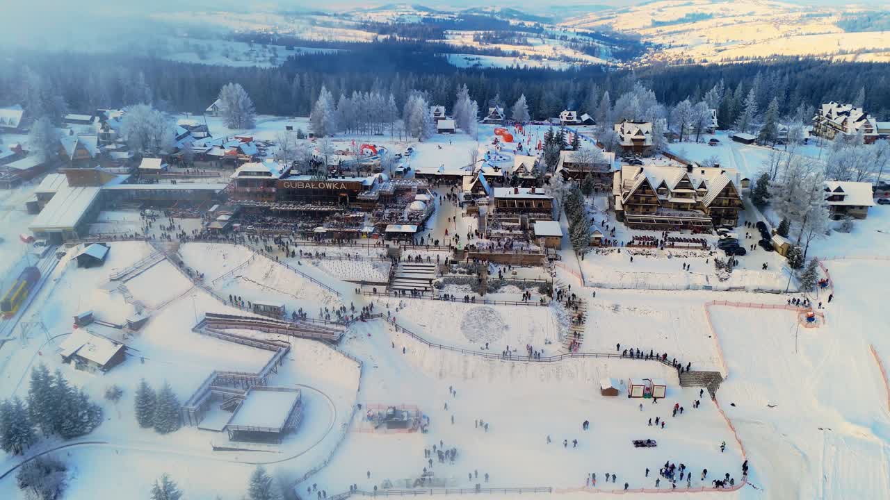 Gubałówka Ski resort, winter sports enjoyment, aerial view