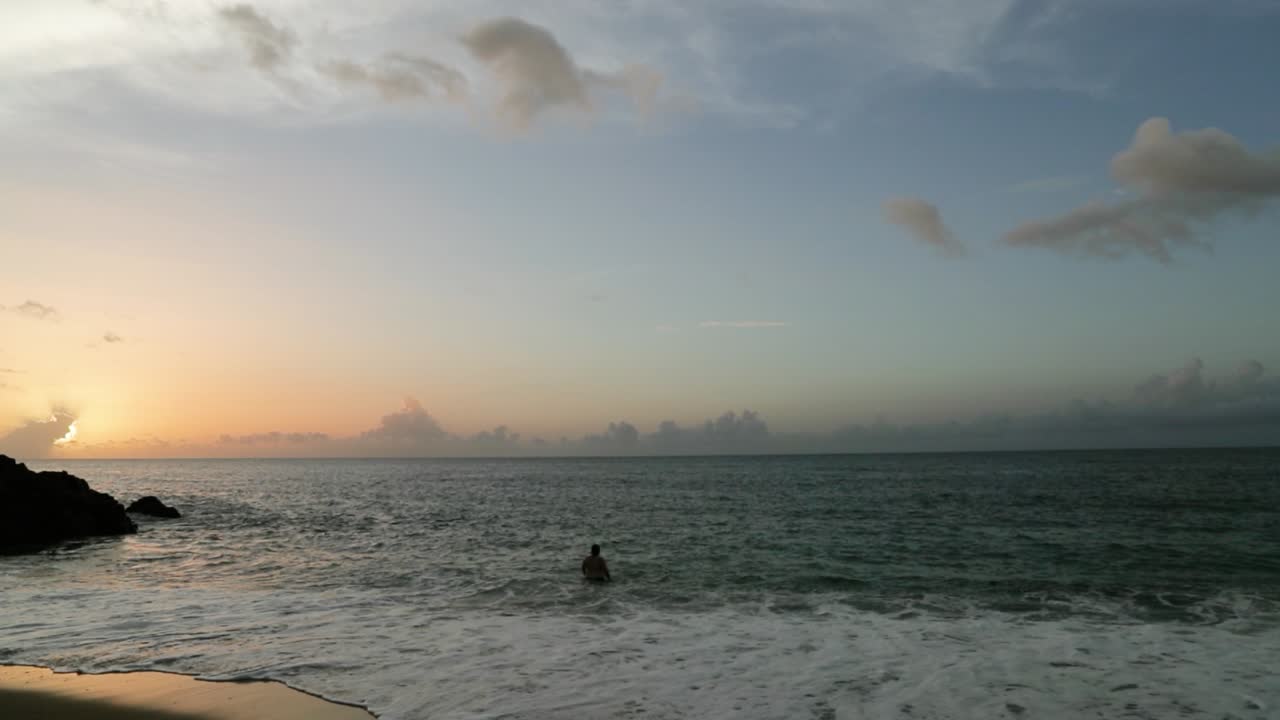 Beautiful sunset over the beach in Tobago, West Indies.