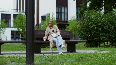 woman relaxing in urban park