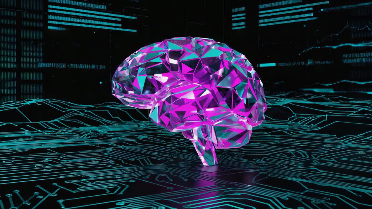 Artificial Intelligence Brain on Circuit Board