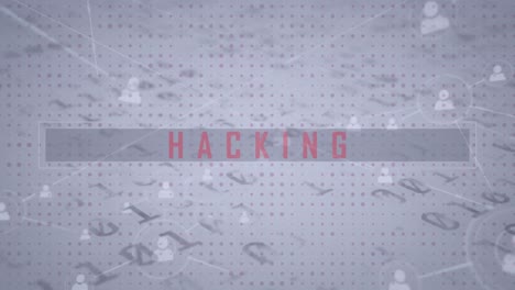 animación de redes de conexiones y procesamiento de datos sobre el texto de hacking