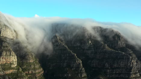 aerial: table mountain and 12 apostles clouds moving