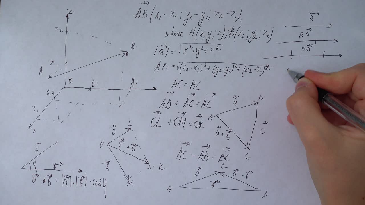Hand Writing Vector Mathematics Formulas on Paper