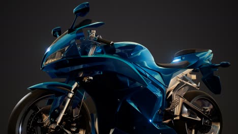 Moto-Sport-Bike-En-Estudio-Oscuro-Con-Luces-Brillantes