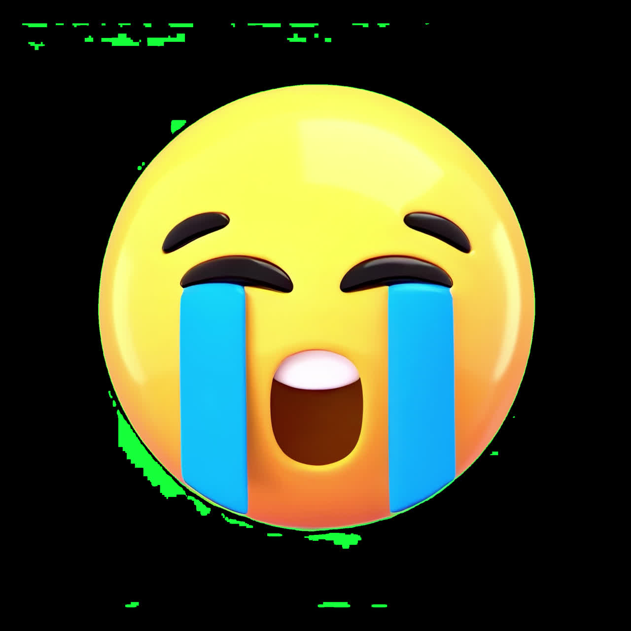 Crying emoji with tears animation isolated asset, transparent 4K video, alpha channel, ProRes 4444