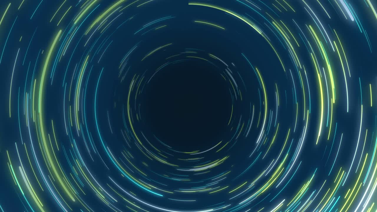 노란색과 파란색 추상적인 원형 방사선 배경. 데이터 흐름.