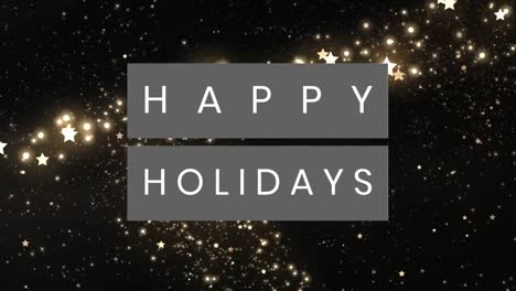 animation of wishing you happy holidays text over stars and light spots