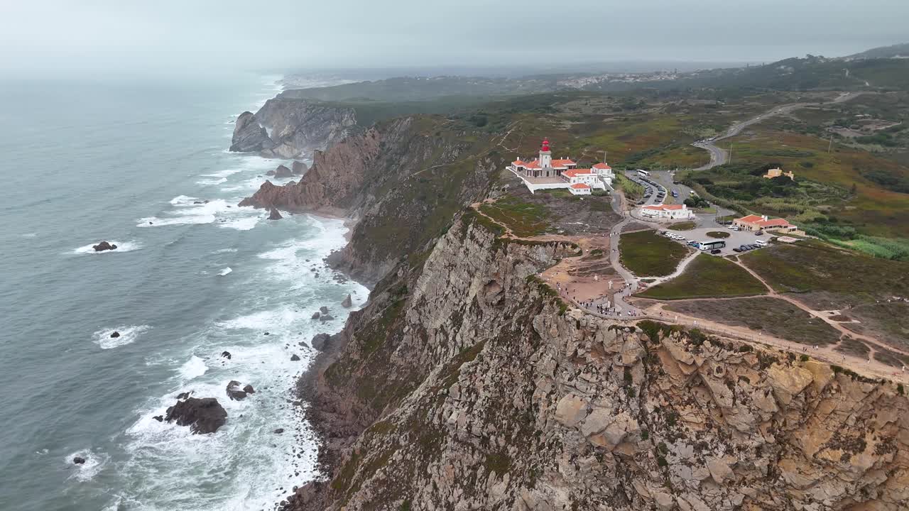 Aerial View of Cabo da Roca Lighthouse and Coastal Cliffs, Portugal