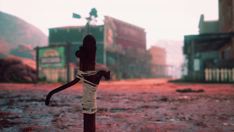 Vieja-Bomba-De-Agua-Oxidada-En-La-Ciudad-Del-Salvaje-Oeste