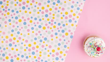 one delicious cup cake move in circle on pastel theme. stop motion