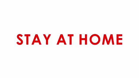 stay at home text typography red color animation smooth on white background