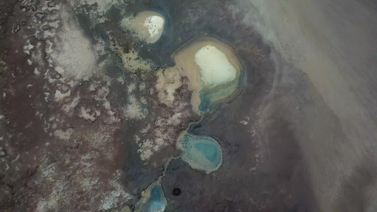 Abstract Aerial View of Salt Flat and Surreal Landscape in Los Flamencos National Reserve, Chile
