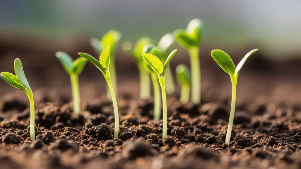 Young Plant Sprouts Growing in Soil